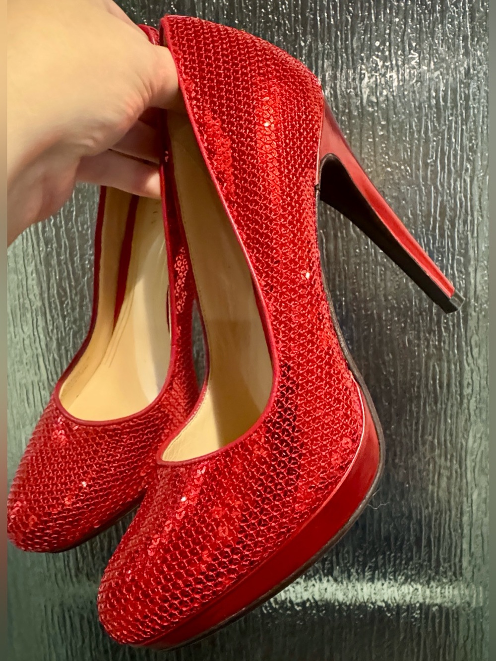 Cole Haan Red Sequin/Round Toe Stiletto 4” Pumps/Size 6.5/NWOT! Nike Air Comfort